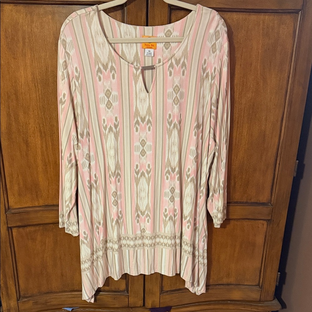 Ruby Rd. Pink and Cream Patterned Tunic - Picture 1 of 3